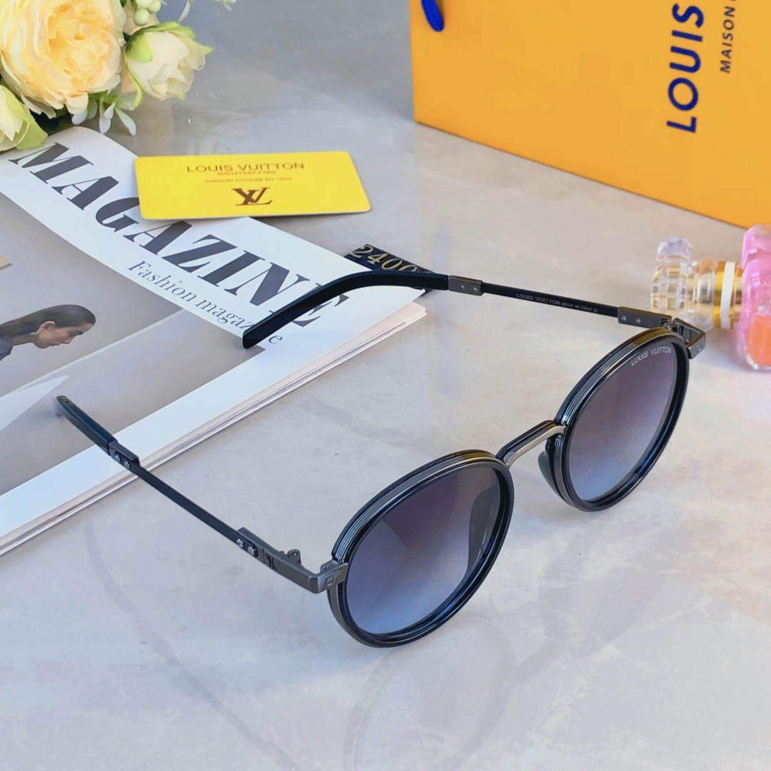 。。Louis vuitto2025新款金属户外圆形太阳镜女高级感防紫外线开车偏光复古墨镜女