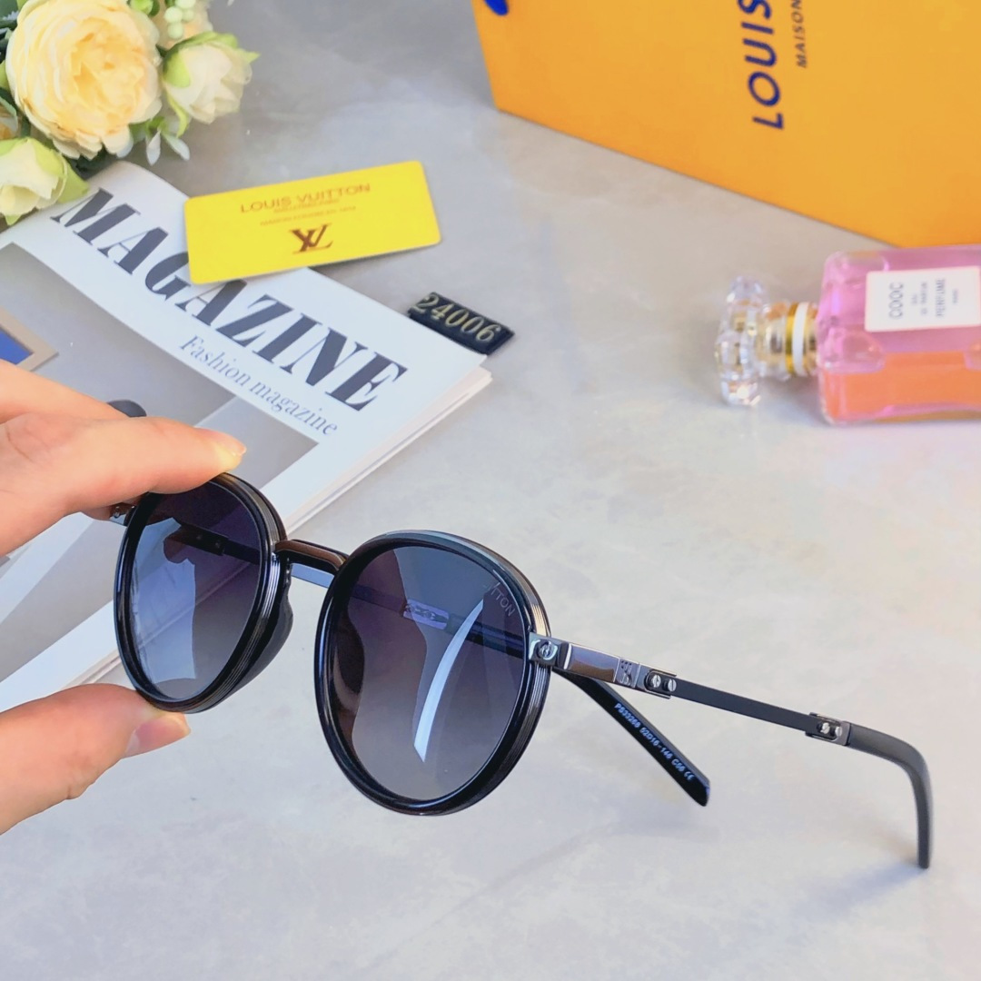 。。Louis vuitto2025新款金属户外圆形太阳镜女高级感防紫外线开车偏光复古墨镜女