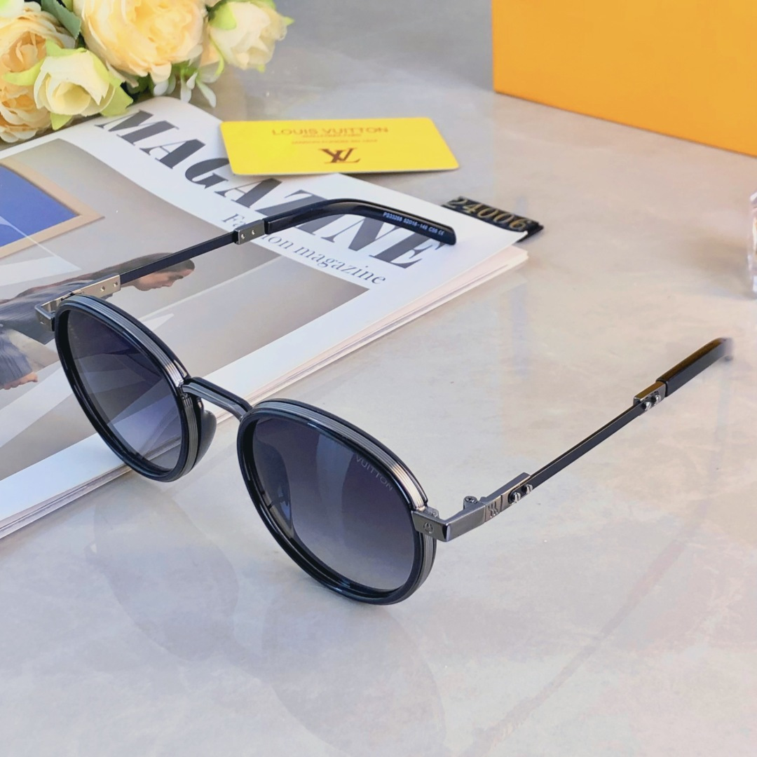 。。Louis vuitto2025新款金属户外圆形太阳镜女高级感防紫外线开车偏光复古墨镜女