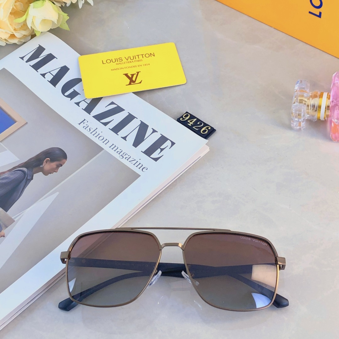 。。Louis vuitto*偏光太阳镜男生钓鱼开车眼镜个性双梁金属墨镜时尚百搭修脸
