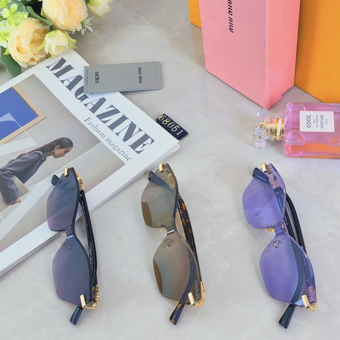 。。miumi*欧美风无框太阳镜女轻奢时尚小框墨镜防紫外线