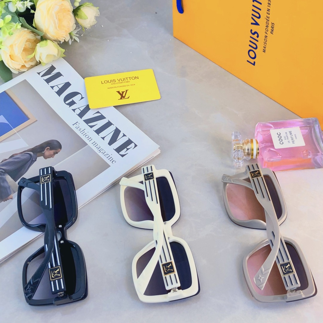 。。Louis vuitto*欧美时尚条纹大框墨镜女高级感2025新款网红街拍防晒太阳镜潮