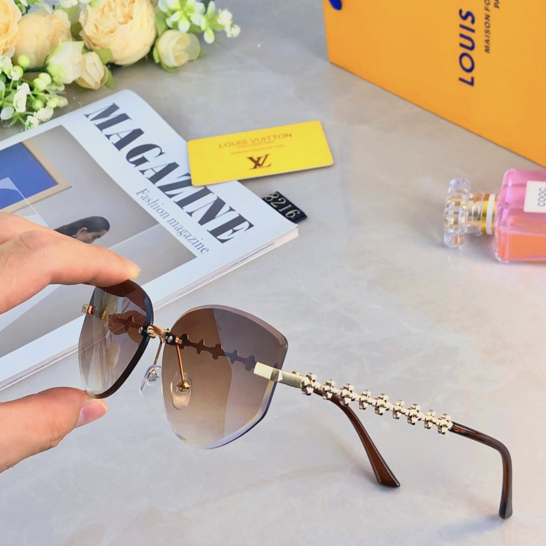 。。Louis vuitto*2025新款无框猫眼墨镜女欧美风网红款复古辣妹y2k海边街拍太阳镜