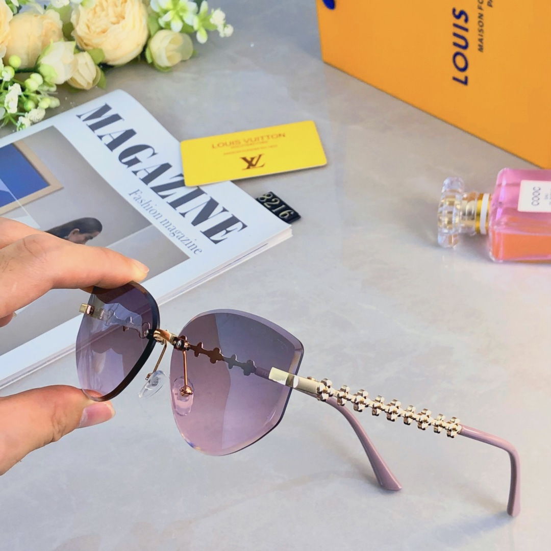 。。Louis vuitto*2025新款无框猫眼墨镜女欧美风网红款复古辣妹y2k海边街拍太阳镜