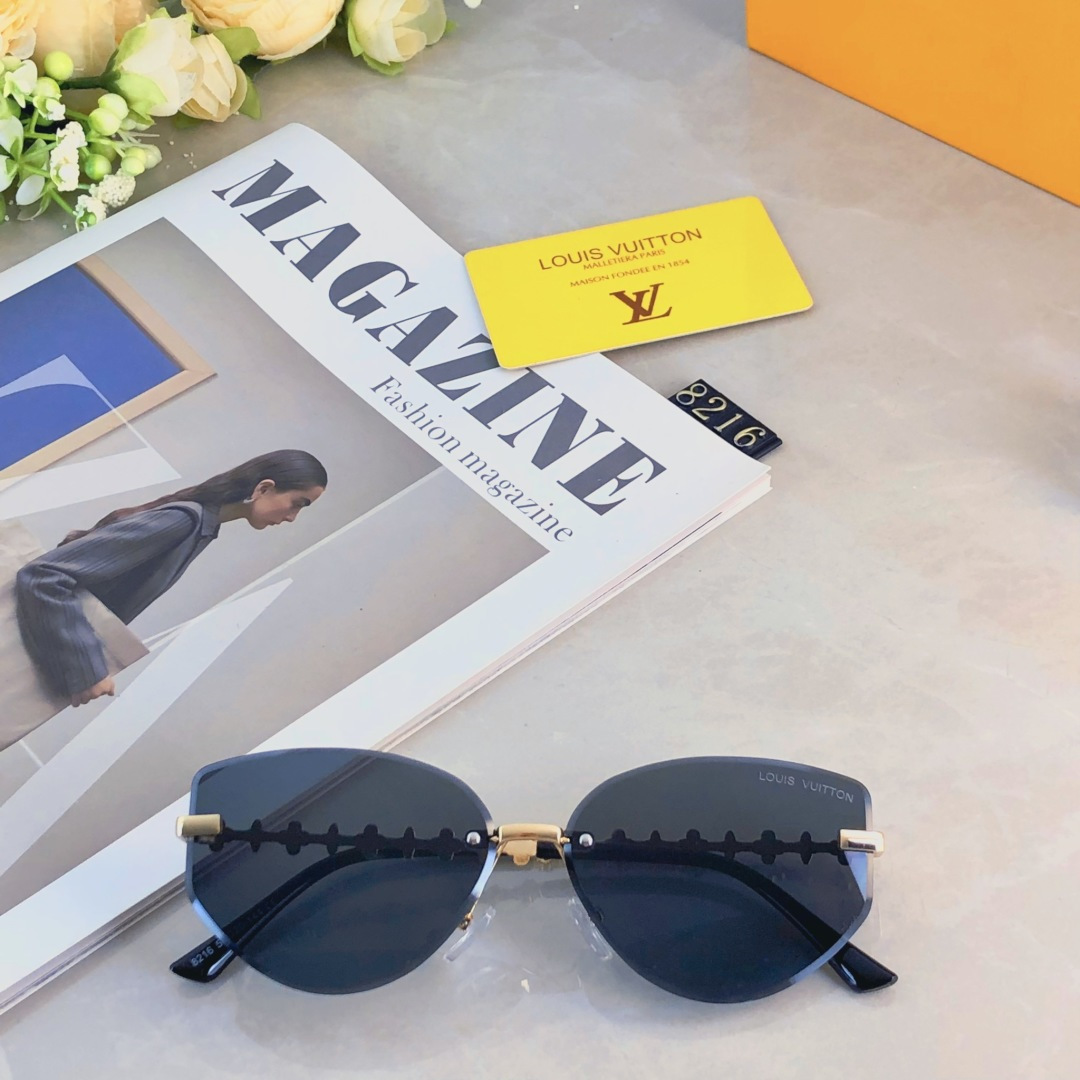 。。Louis vuitto*2025新款无框猫眼墨镜女欧美风网红款复古辣妹y2k海边街拍太阳镜