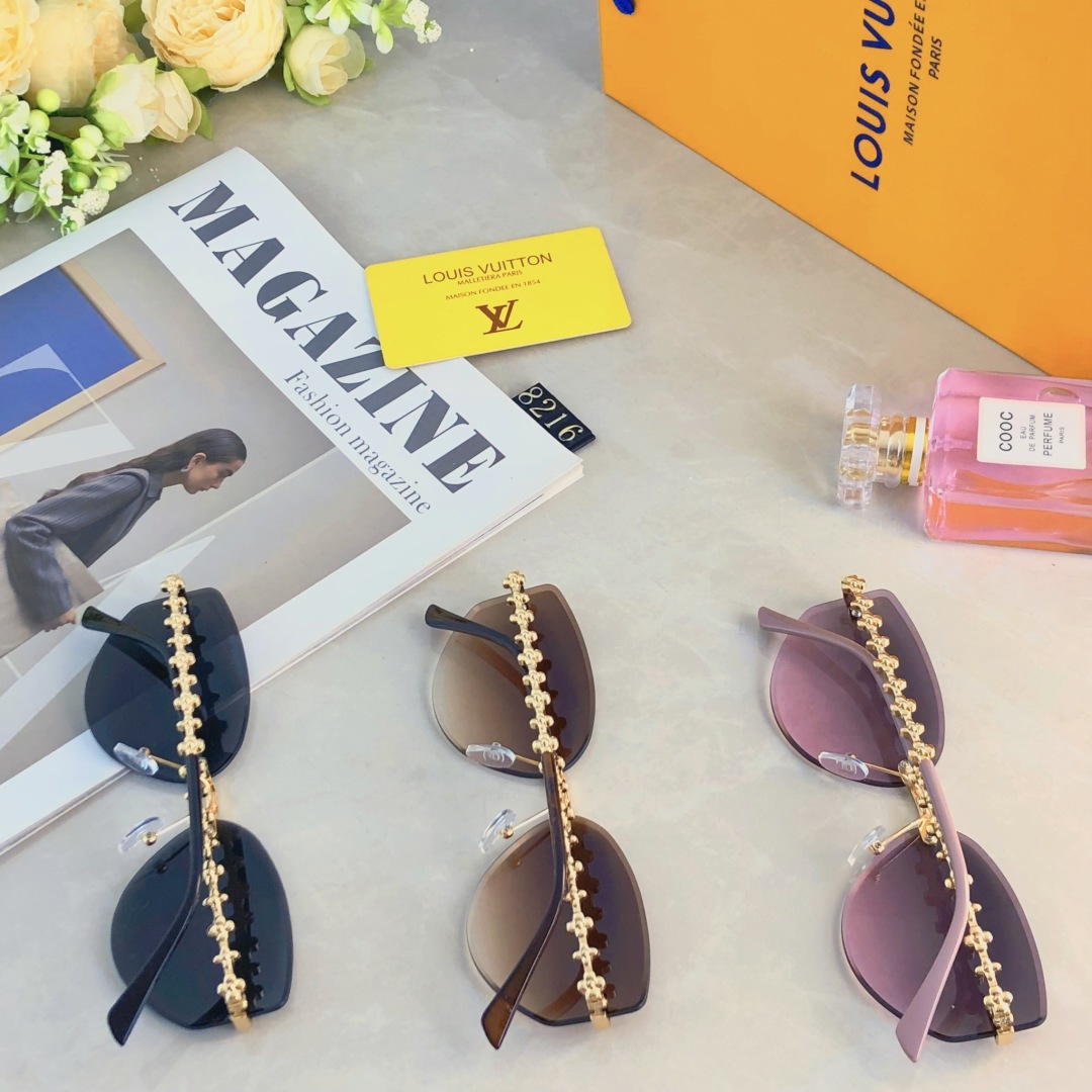 。。Louis vuitto*2025新款无框猫眼墨镜女欧美风网红款复古辣妹y2k海边街拍太阳镜