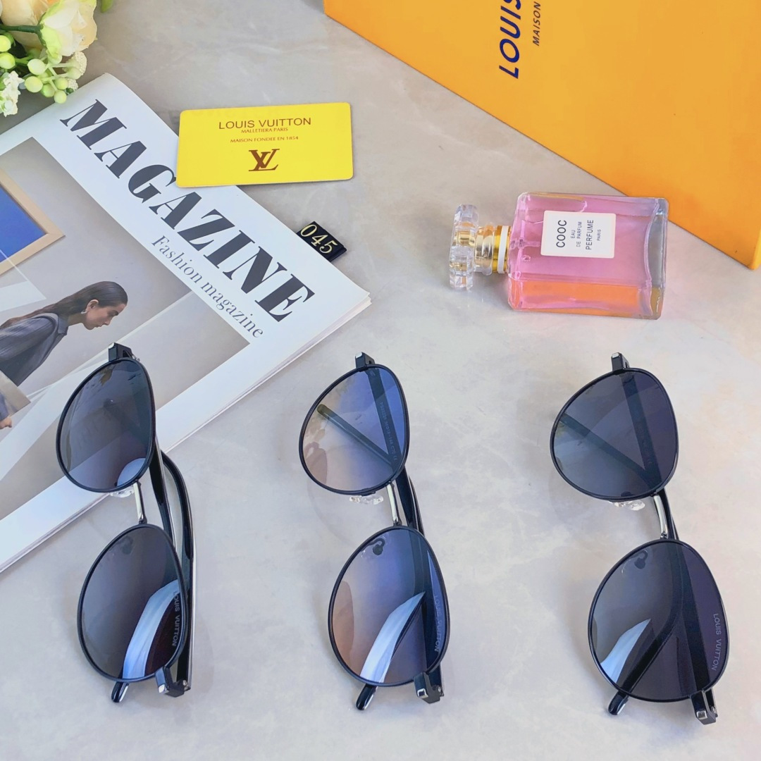。。Louis vuitto*新款圆形偏光墨镜男女高级感防紫外线潮流复古时尚高清太阳镜开车