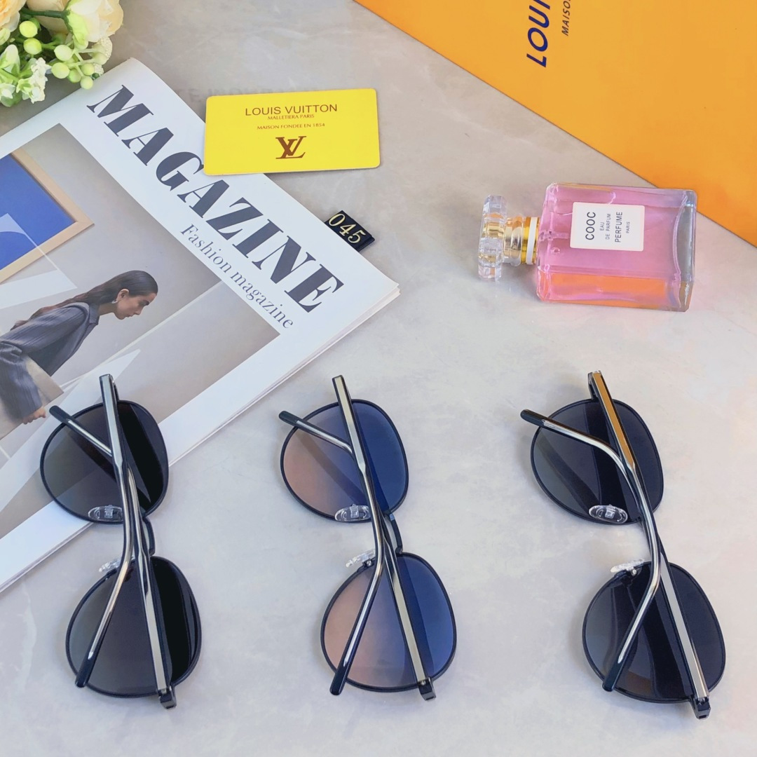 。。Louis vuitto*新款圆形偏光墨镜男女高级感防紫外线潮流复古时尚高清太阳镜开车