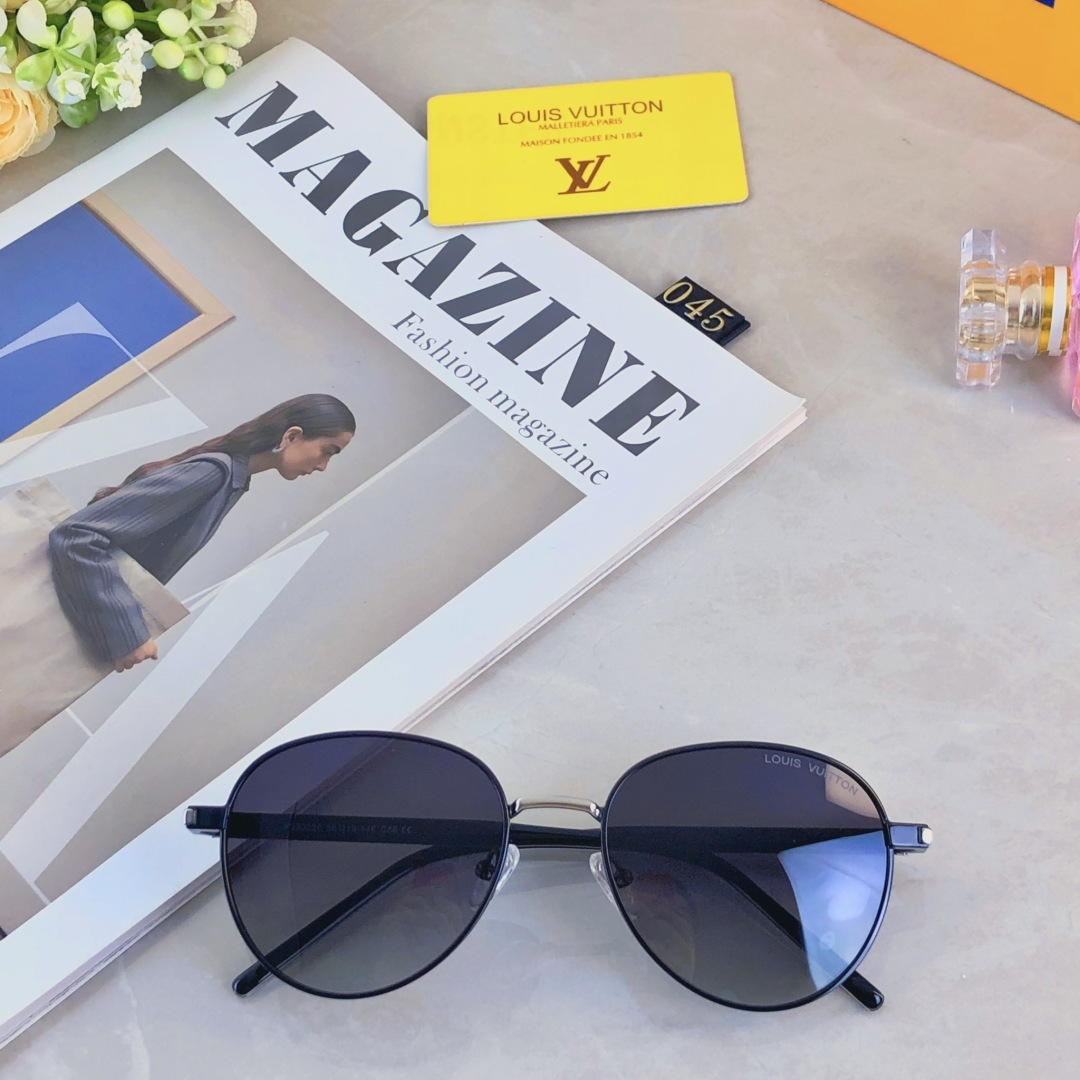 。。Louis vuitto*新款圆形偏光墨镜男女高级感防紫外线潮流复古时尚高清太阳镜开车