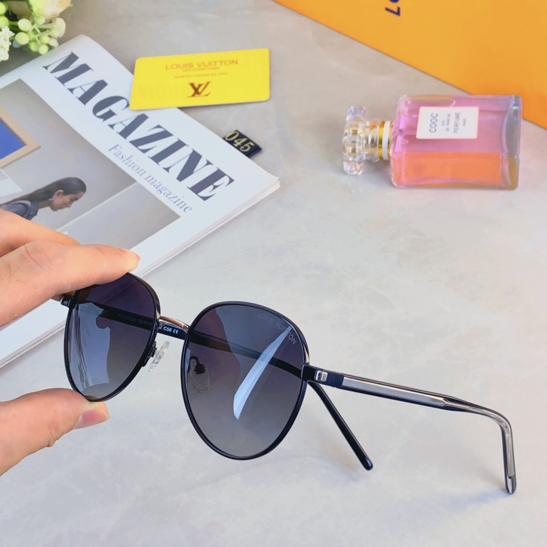 。。Louis vuitto*新款圆形偏光墨镜男女高级感防紫外线潮流复古时尚高清太阳镜开车