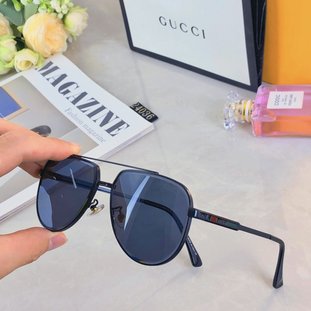。。Gucc*2025新款太阳镜欧美个性金属双梁蛤蟆镜男士开车驾驶墨镜
