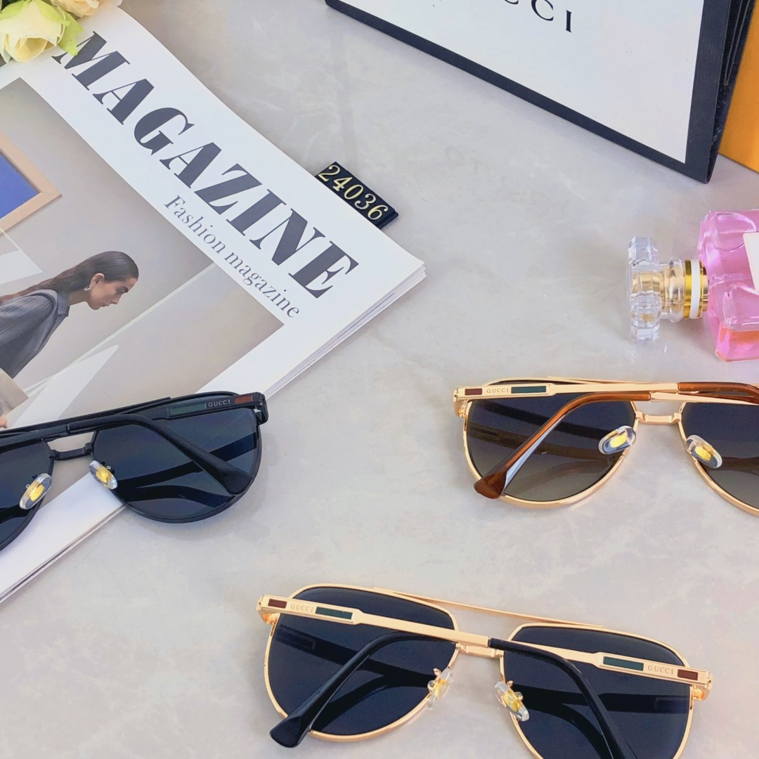 。。Gucc*2025新款太阳镜欧美个性金属双梁蛤蟆镜男士开车驾驶墨镜