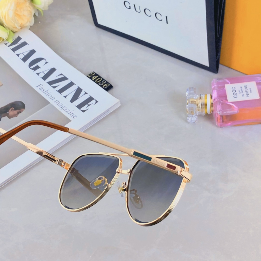 。。Gucc*2025新款太阳镜欧美个性金属双梁蛤蟆镜男士开车驾驶墨镜