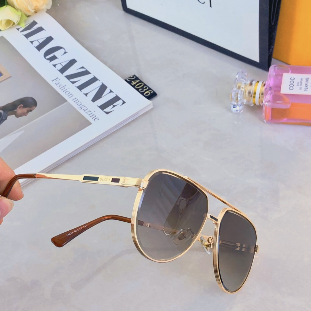 。。Gucc*2025新款太阳镜欧美个性金属双梁蛤蟆镜男士开车驾驶墨镜