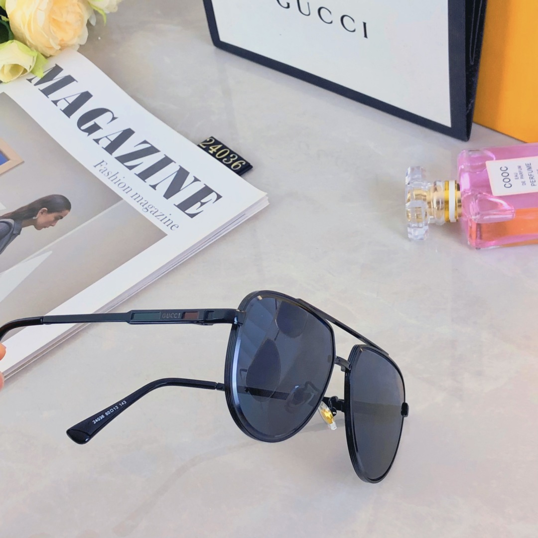 。。Gucc*2025新款太阳镜欧美个性金属双梁蛤蟆镜男士开车驾驶墨镜