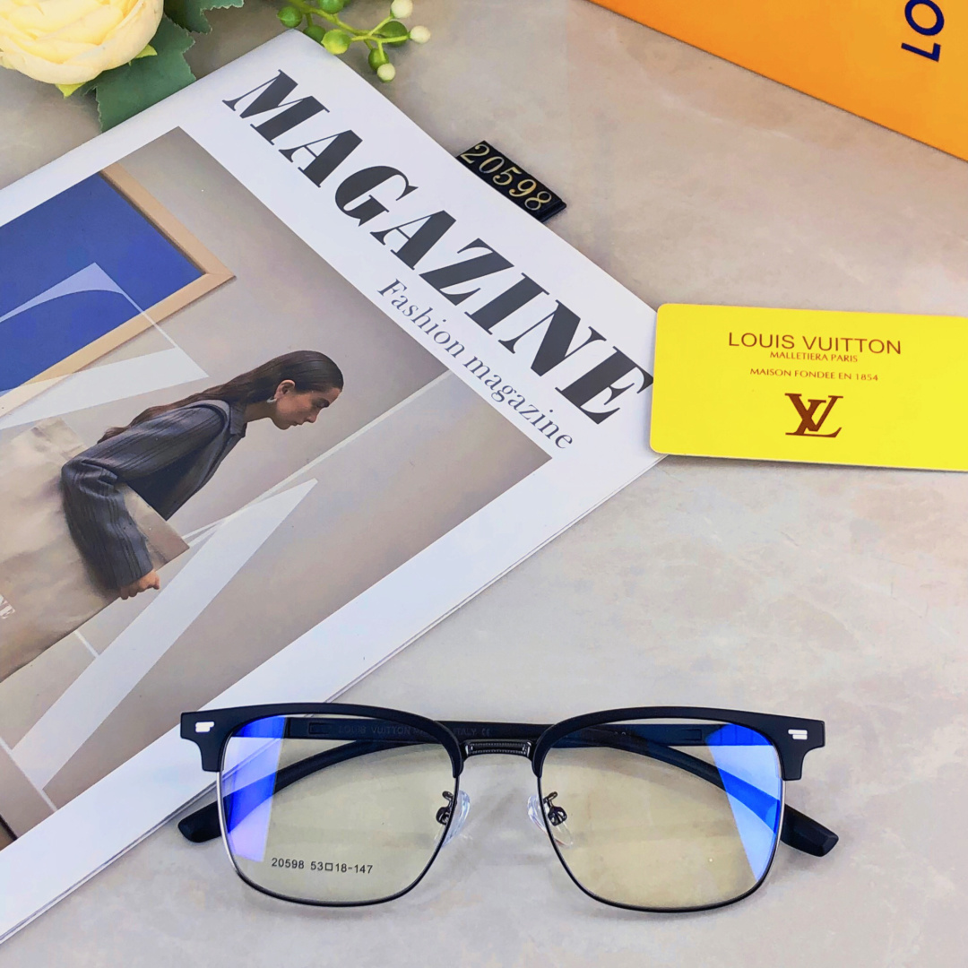 。。Louis vuitto*超清半框近视眼镜框斯文潮痞帅防蓝光超薄镜片配眉线框镜框商务