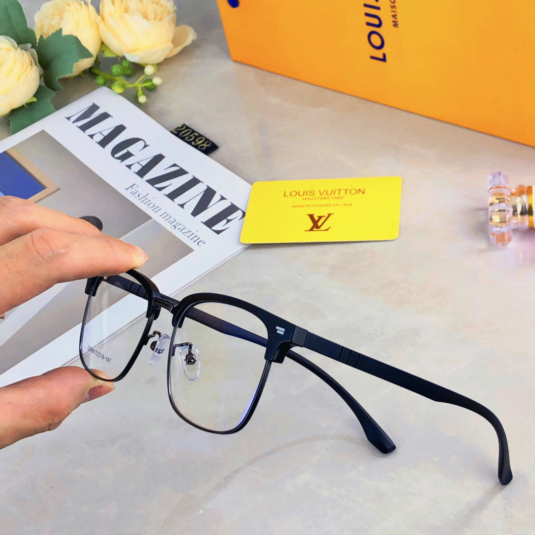 。。Louis vuitto*超清半框近视眼镜框斯文潮痞帅防蓝光超薄镜片配眉线框镜框商务