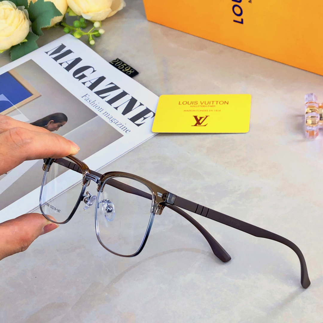 。。Louis vuitto*超清半框近视眼镜框斯文潮痞帅防蓝光超薄镜片配眉线框镜框商务