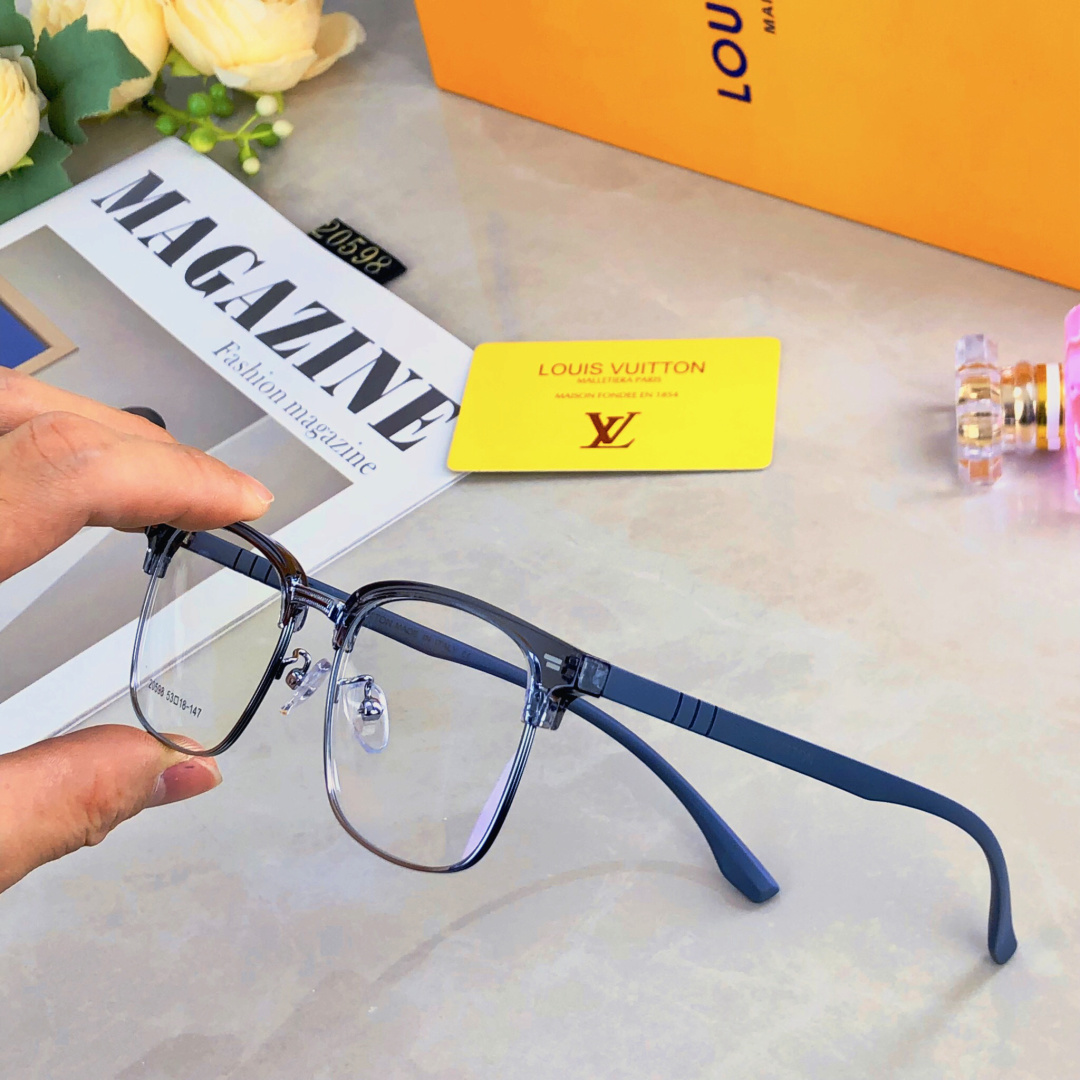 。。Louis vuitto*超清半框近视眼镜框斯文潮痞帅防蓝光超薄镜片配眉线框镜框商务
