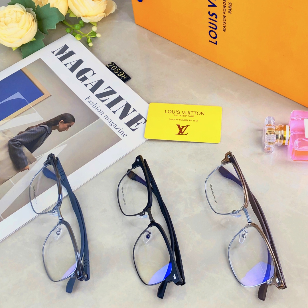 。。Louis vuitto*超清半框近视眼镜框斯文潮痞帅防蓝光超薄镜片配眉线框镜框商务