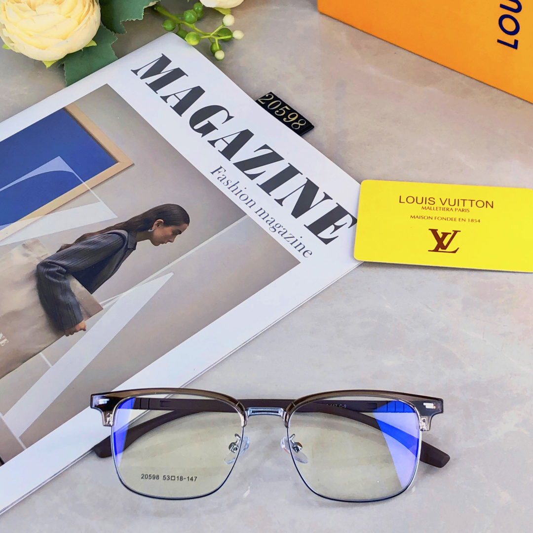 。。Louis vuitto*超清半框近视眼镜框斯文潮痞帅防蓝光超薄镜片配眉线框镜框商务