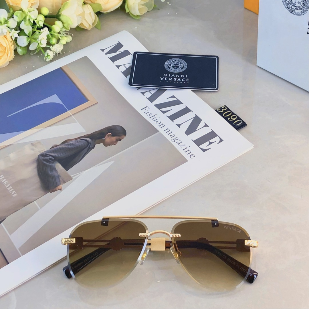 。。Versac*欧美复古男士朋克风墨镜金属双梁高端商务风格太阳镜男UV400防晒
