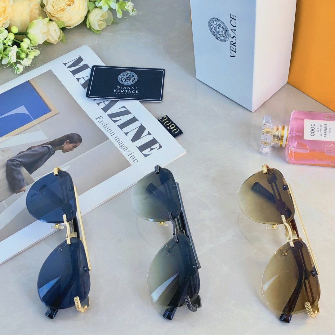 。。Versac*欧美复古男士朋克风墨镜金属双梁高端商务风格太阳镜男UV400防晒