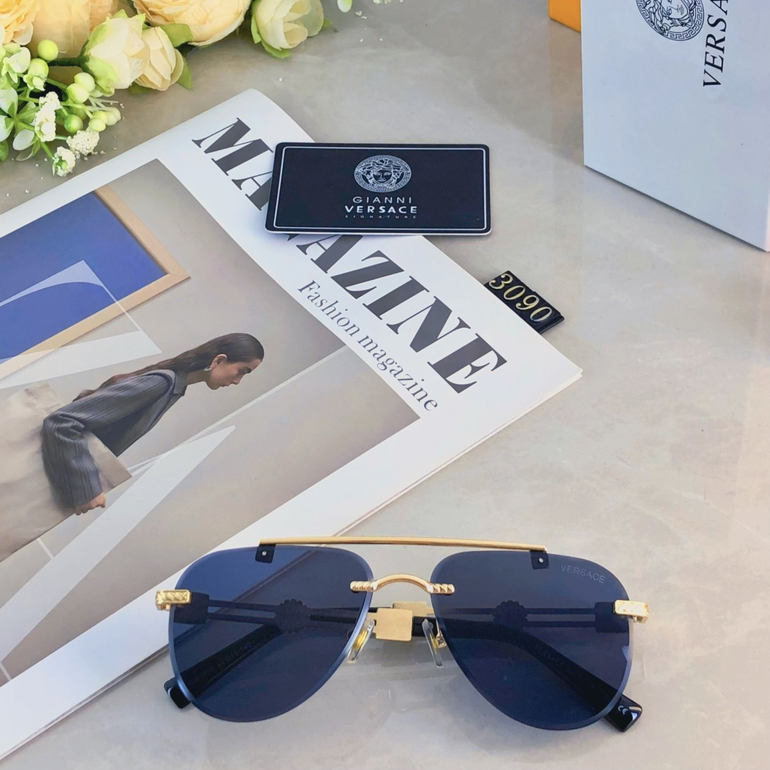 。。Versac*欧美复古男士朋克风墨镜金属双梁高端商务风格太阳镜男UV400防晒