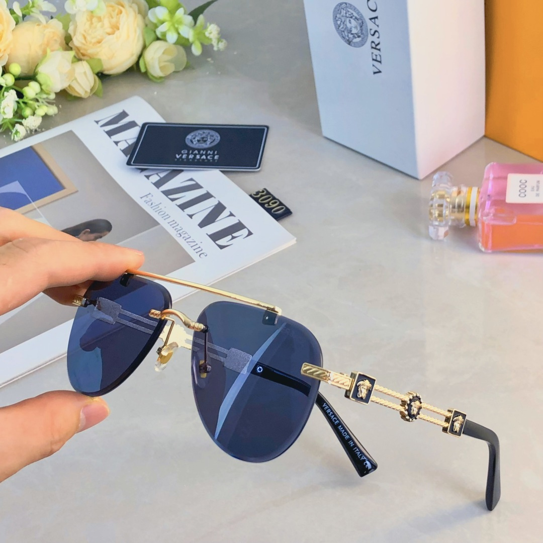 。。Versac*欧美复古男士朋克风墨镜金属双梁高端商务风格太阳镜男UV400防晒
