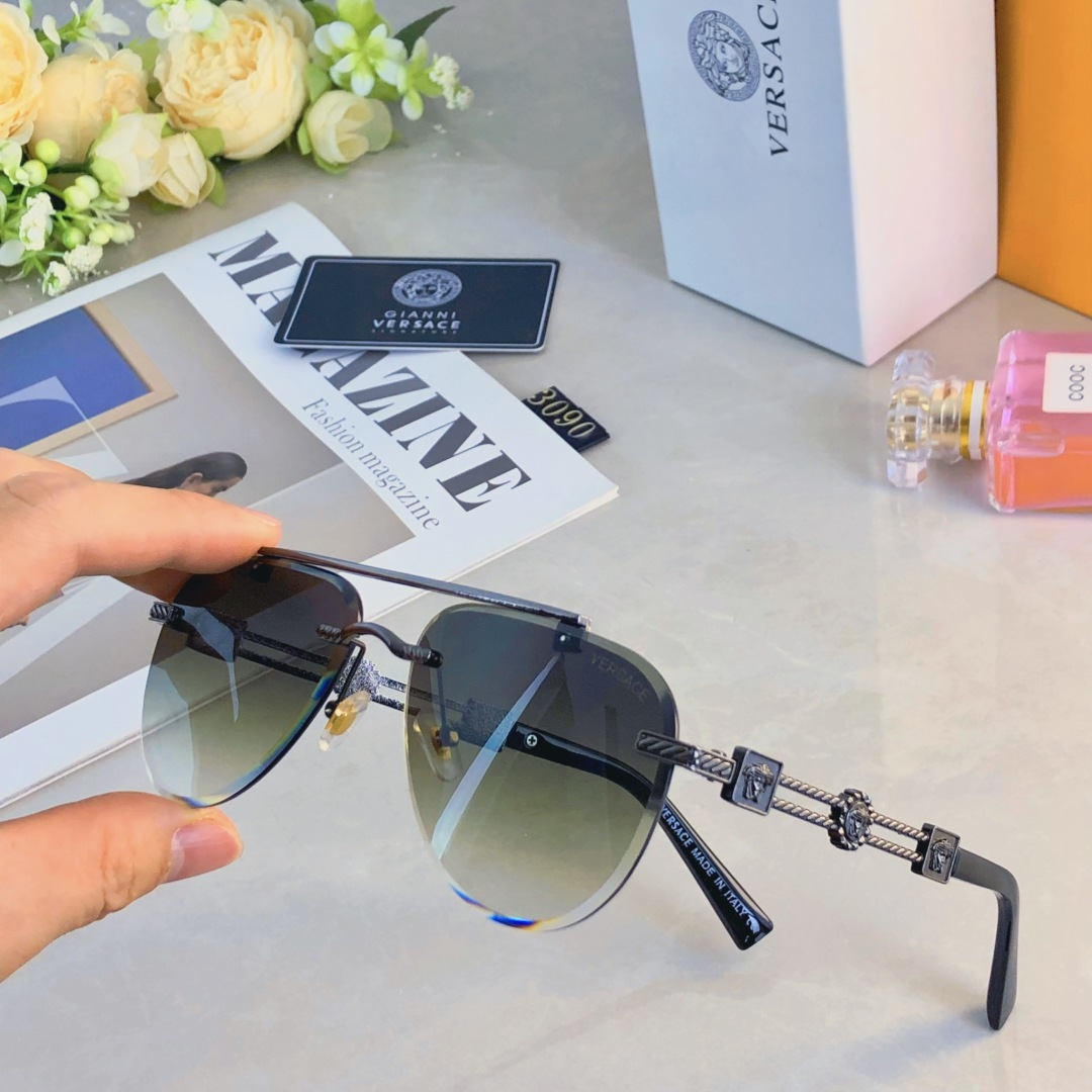 。。Versac*欧美复古男士朋克风墨镜金属双梁高端商务风格太阳镜男UV400防晒