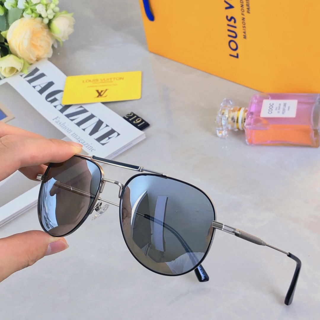 。。Louis vuitto*夏季户外飞行员墨镜开车驾驶防紫外线骑行防晒潮流眼镜男士太阳镜