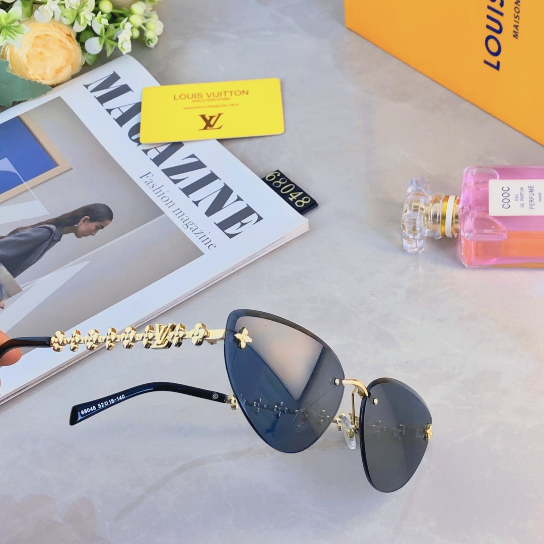 。。Louis vuitto*2025新款无框猫眼墨镜欧美风网红款复古辣妹海边街拍太阳镜