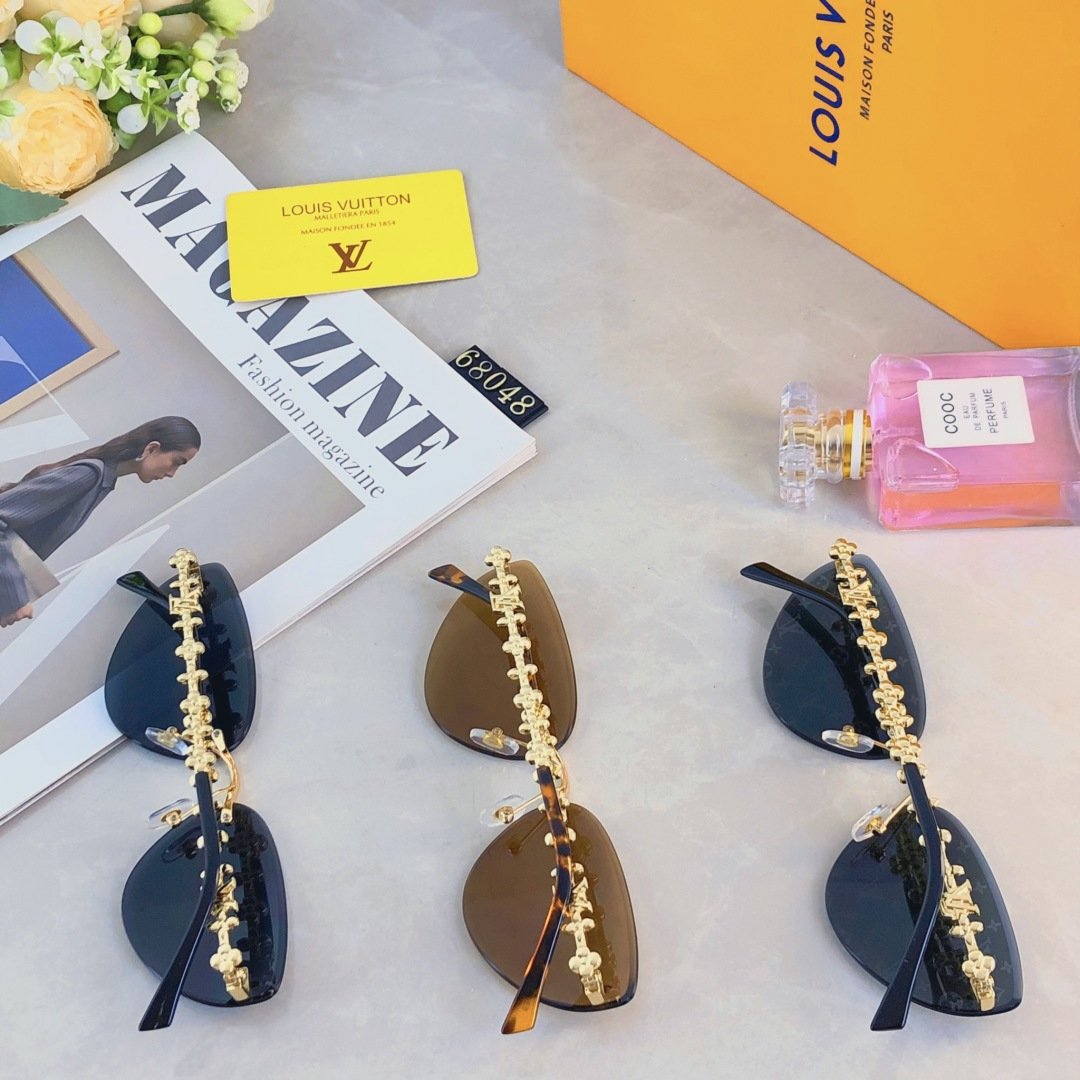 。。Louis vuitto*2025新款无框猫眼墨镜欧美风网红款复古辣妹海边街拍太阳镜