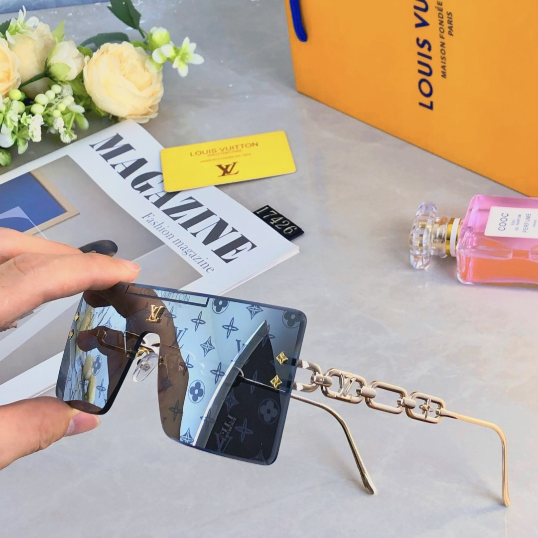 。。Louis vuitto*超酷连体大框墨镜男女遮脸显瘦太阳眼镜开车海边拍照百搭防紫外线