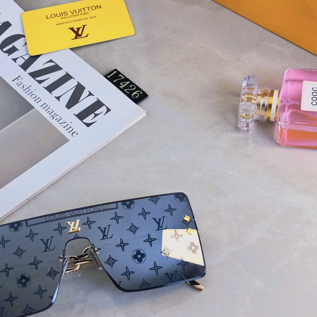 。。Louis vuitto*超酷连体大框墨镜男女遮脸显瘦太阳眼镜开车海边拍照百搭防紫外线