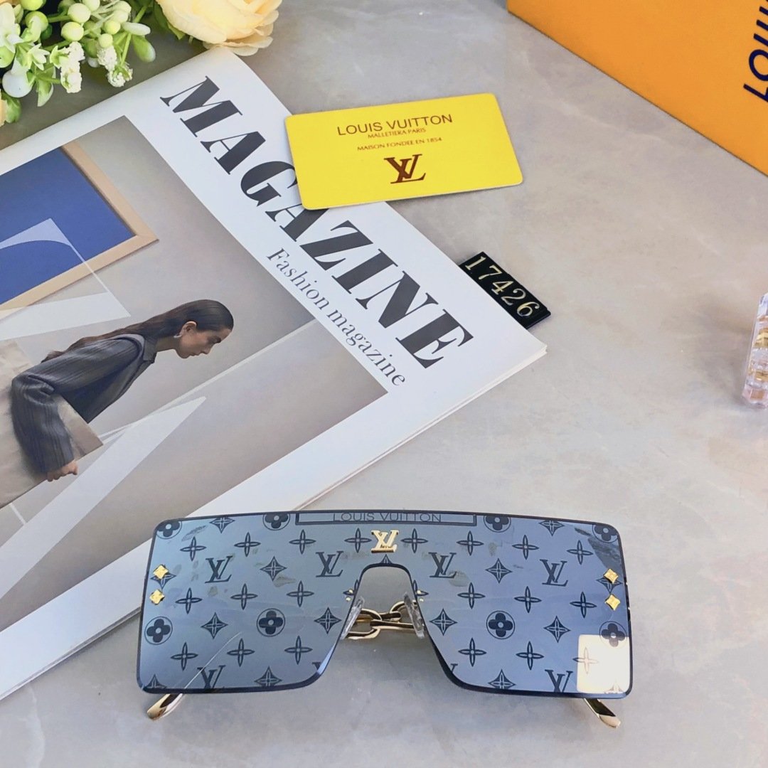 。。Louis vuitto*超酷连体大框墨镜男女遮脸显瘦太阳眼镜开车海边拍照百搭防紫外线