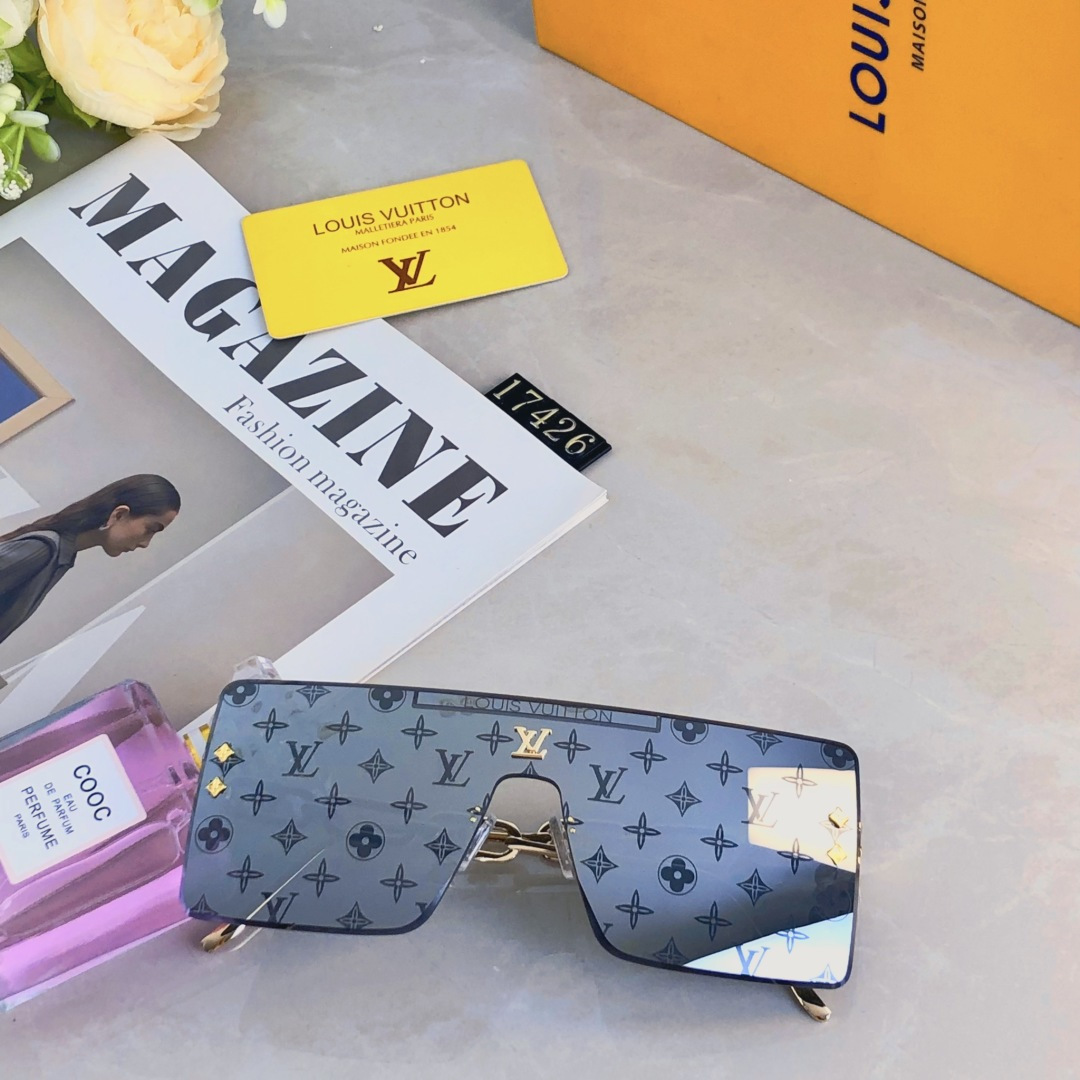 。。Louis vuitto*超酷连体大框墨镜男女遮脸显瘦太阳眼镜开车海边拍照百搭防紫外线