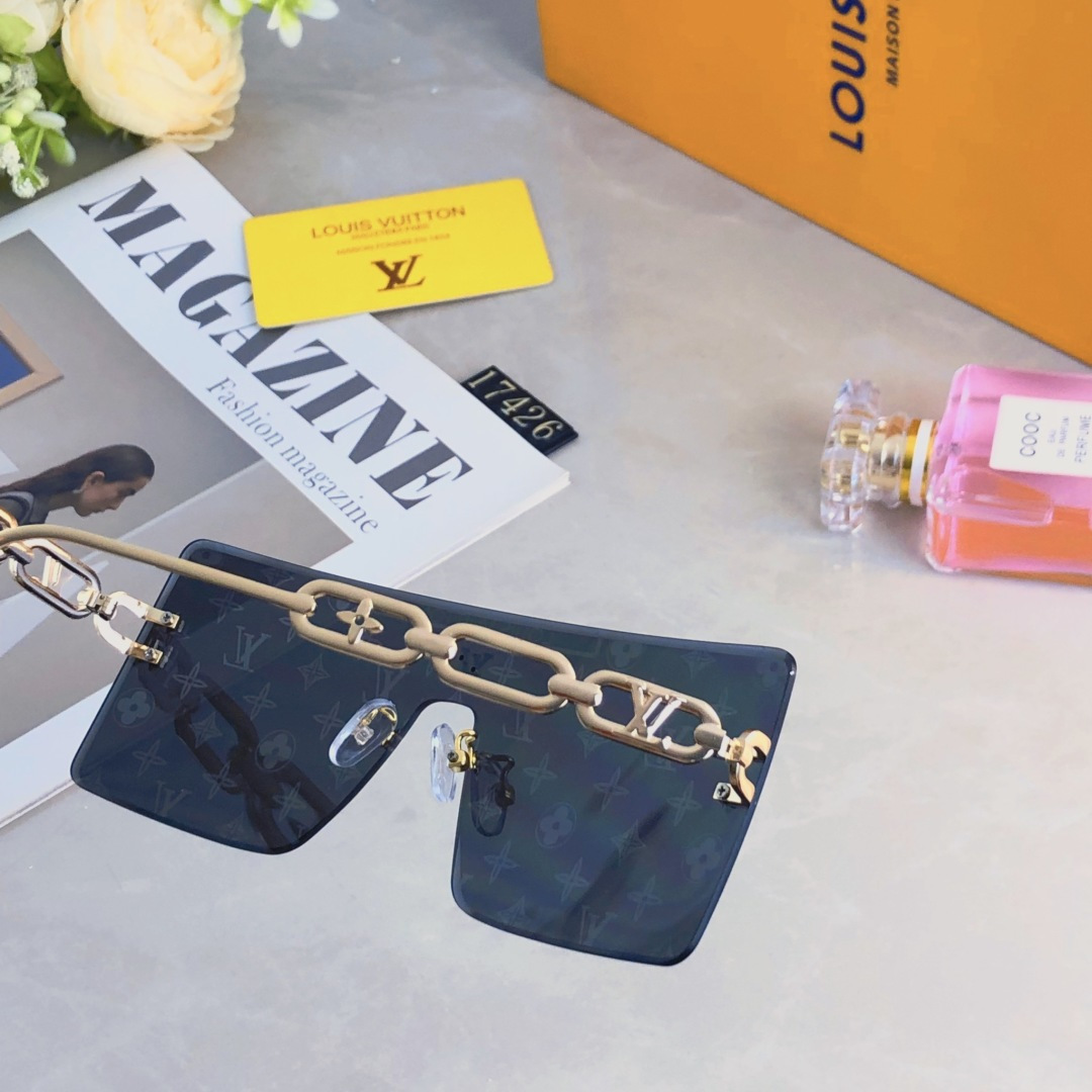 。。Louis vuitto*超酷连体大框墨镜男女遮脸显瘦太阳眼镜开车海边拍照百搭防紫外线