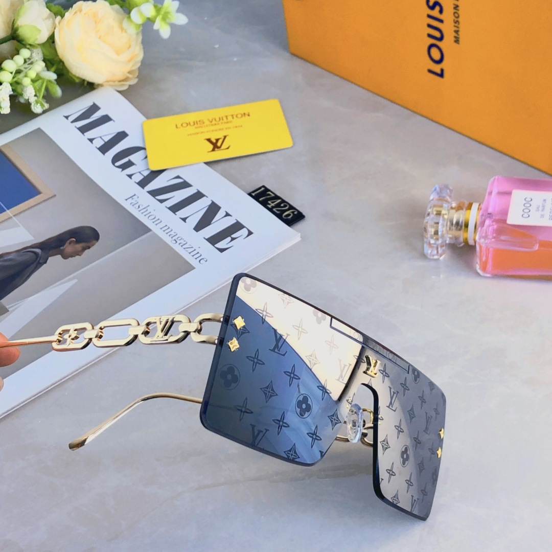 。。Louis vuitto*超酷连体大框墨镜男女遮脸显瘦太阳眼镜开车海边拍照百搭防紫外线