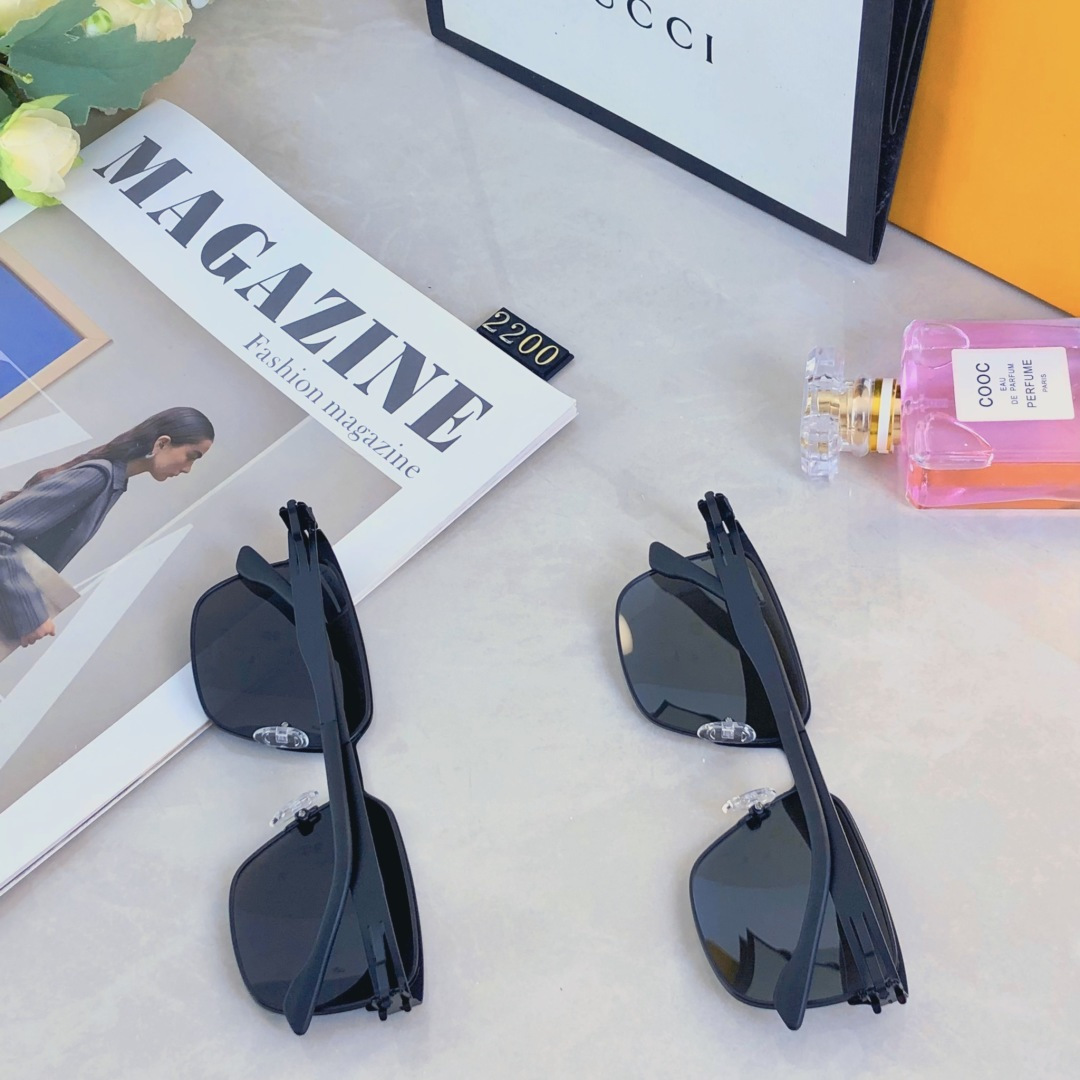 。。Gucc*金属方框偏光墨镜男高级感痞帅防紫外线开车钓鱼复古太阳镜男新款