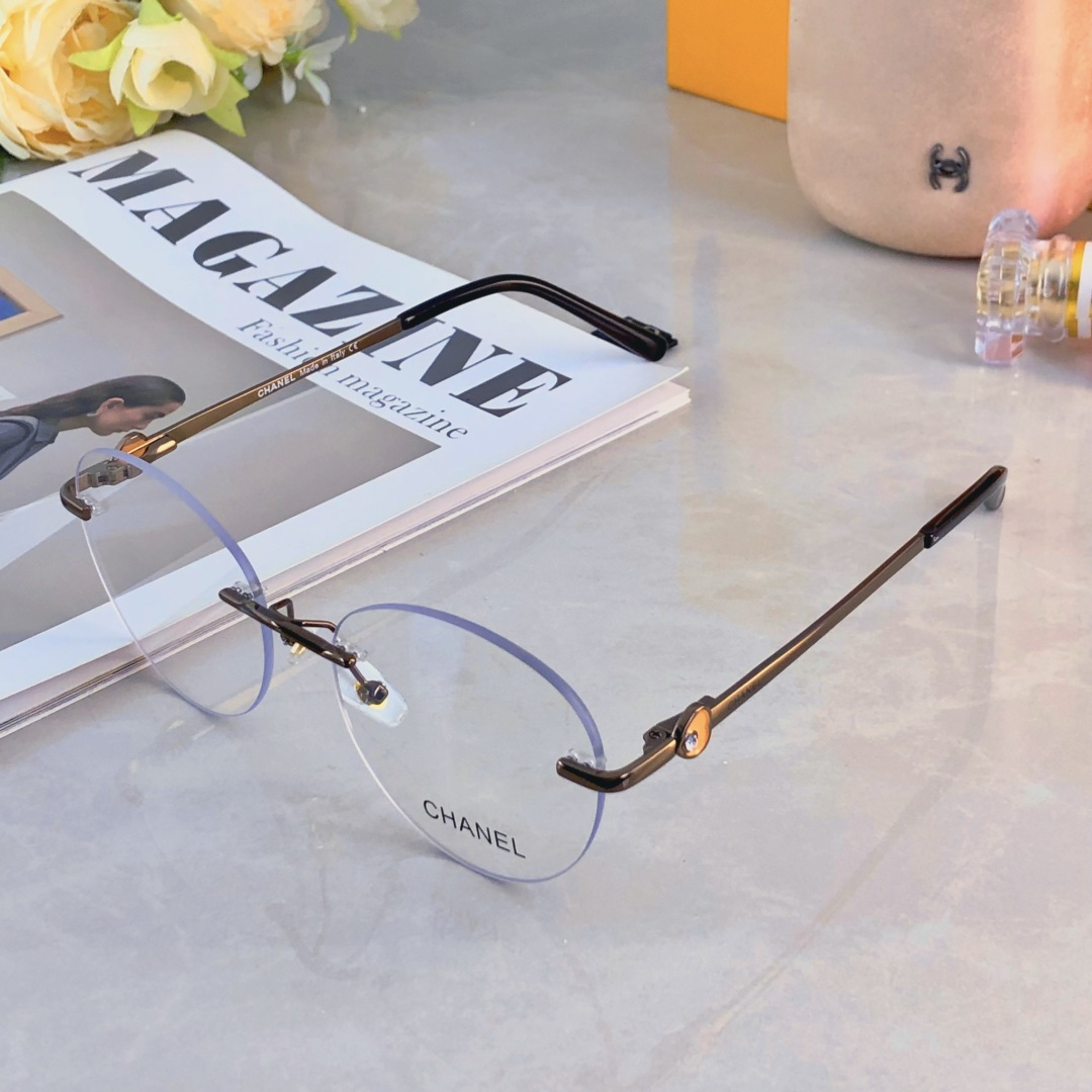 。。Chane*无框近视眼镜女可配镜片有度数复古方圆脸素颜大框眼镜显脸小