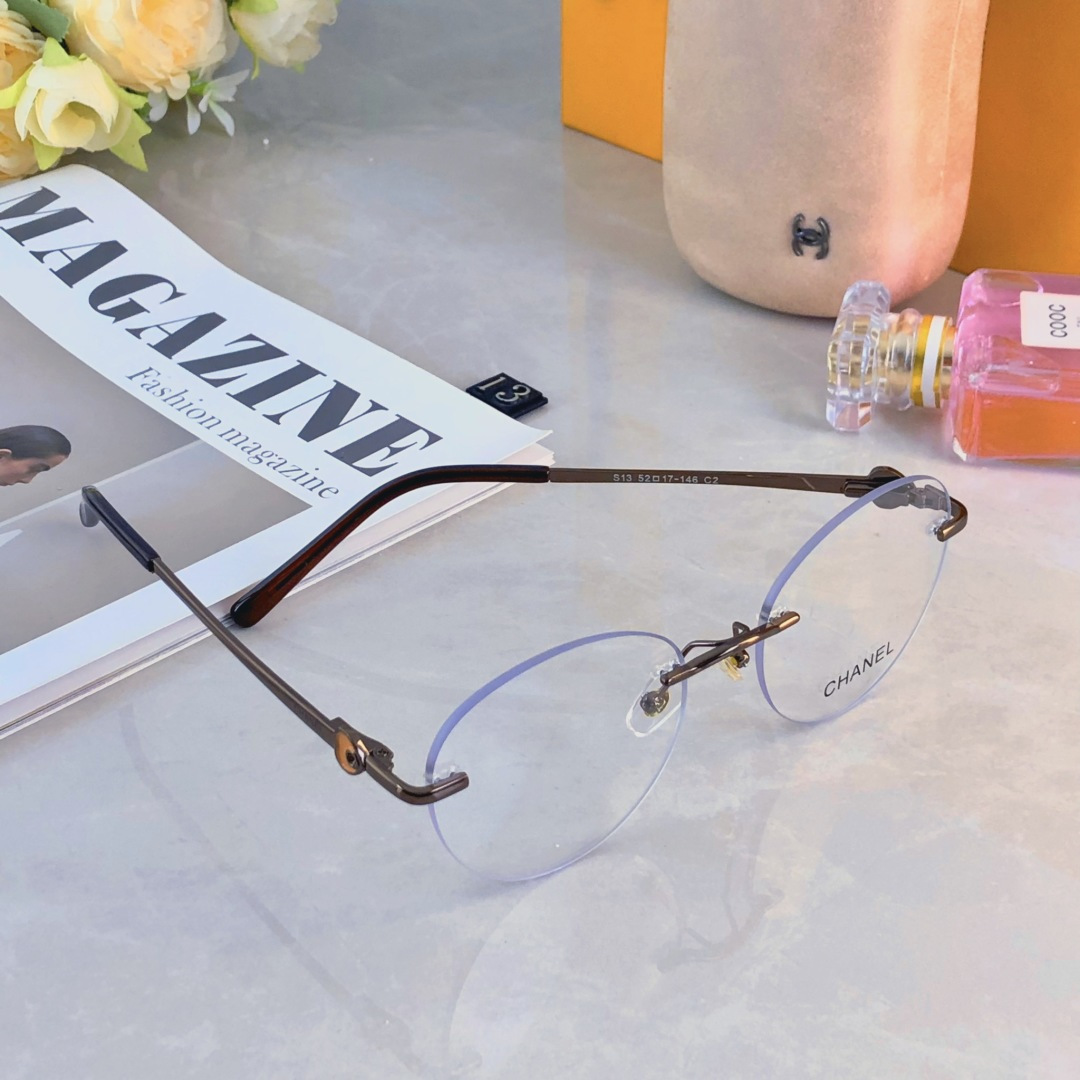 。。Chane*无框近视眼镜女可配镜片有度数复古方圆脸素颜大框眼镜显脸小