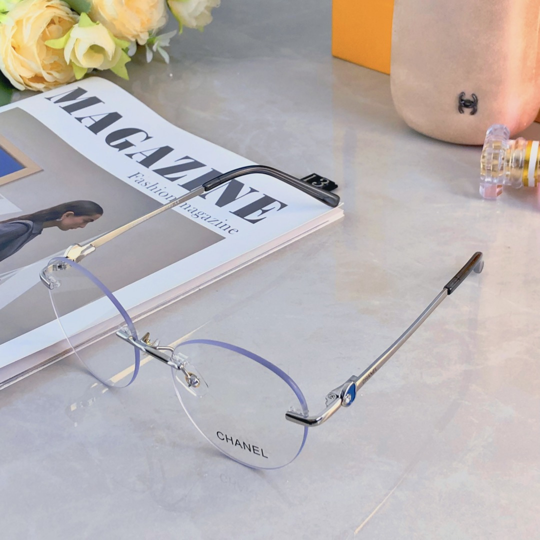 。。Chane*无框近视眼镜女可配镜片有度数复古方圆脸素颜大框眼镜显脸小