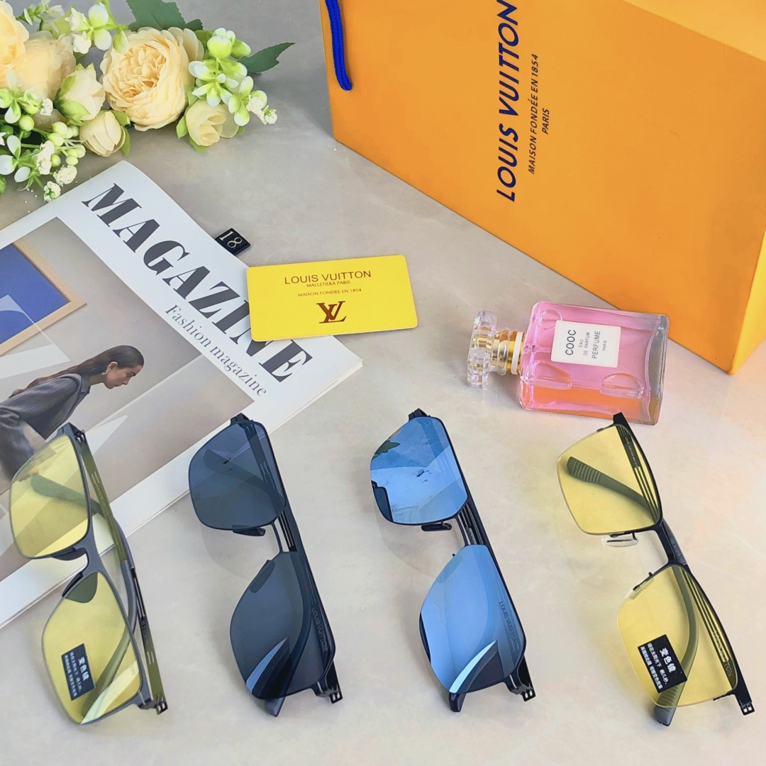 。。Louis vuitto*不锈钢双梁无螺丝男士偏光太阳镜超轻高级感太阳眼镜遮阳墨镜