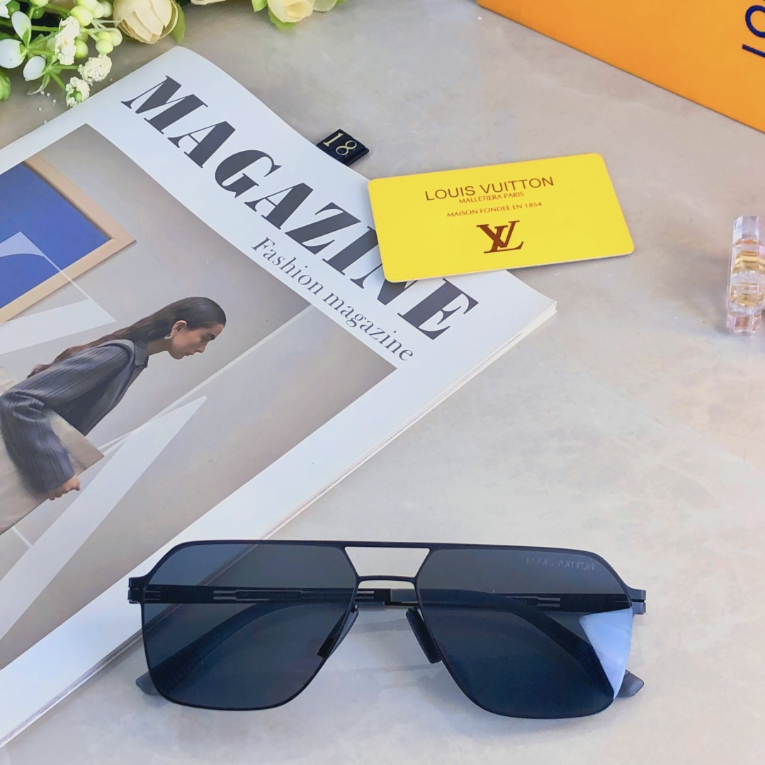 。。Louis vuitto*不锈钢双梁无螺丝男士偏光太阳镜超轻高级感太阳眼镜遮阳墨镜
