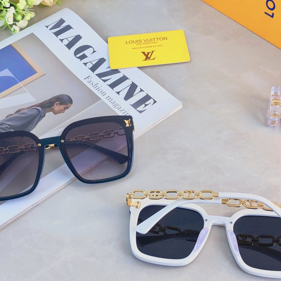 。。Louis vuitto*韩版方形墨镜女高级感ins潮人大框圆脸显瘦遮阳防紫外线太阳镜