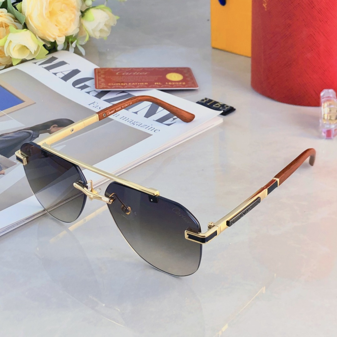 。。Cartie*复古无框男士太阳镜高级感ins高颜值显脸小防晒墨镜UV400防紫外线