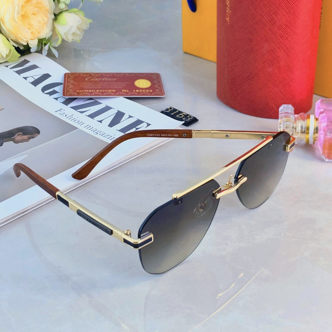 。。Cartie*复古无框男士太阳镜高级感ins高颜值显脸小防晒墨镜UV400防紫外线