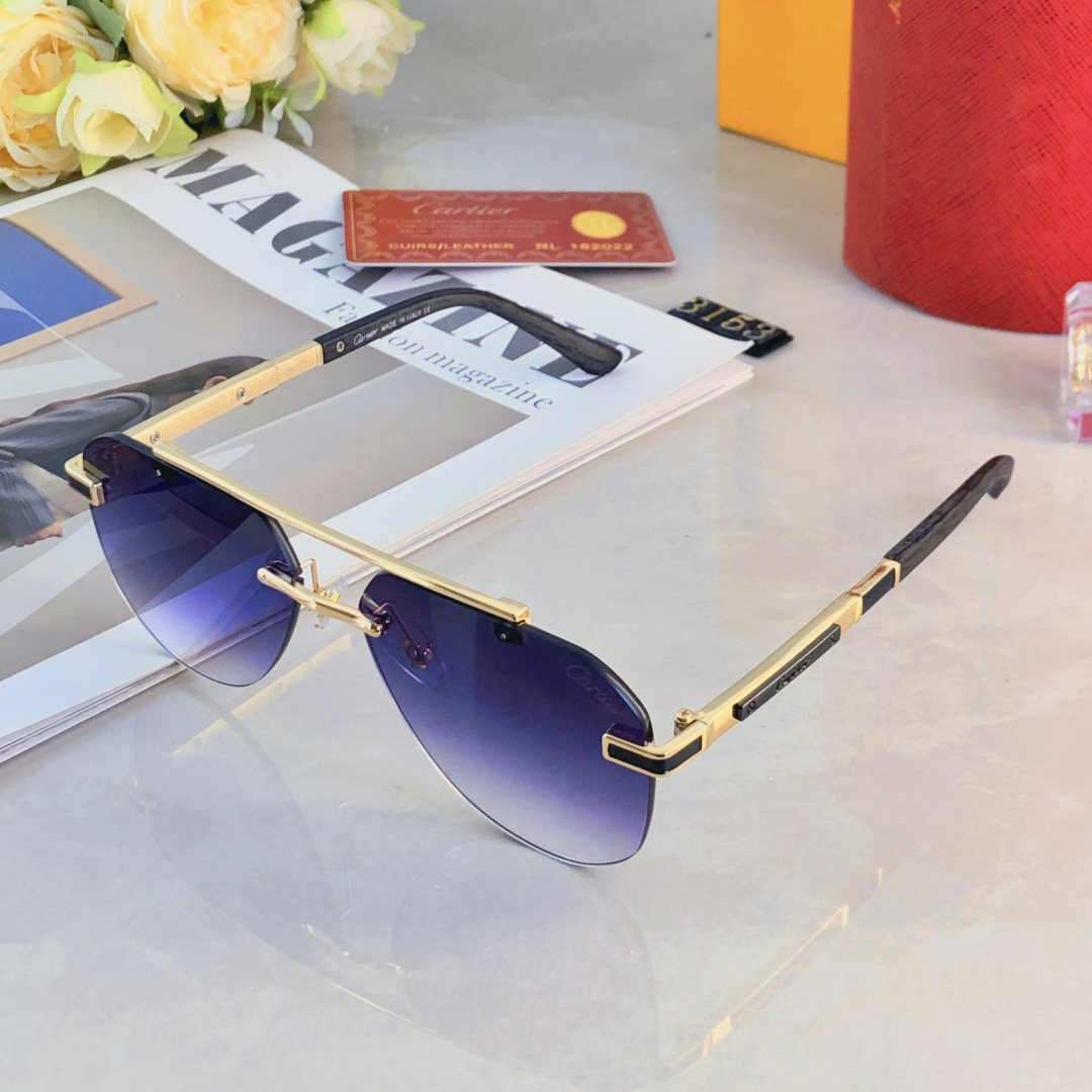 。。Cartie*复古无框男士太阳镜高级感ins高颜值显脸小防晒墨镜UV400防紫外线