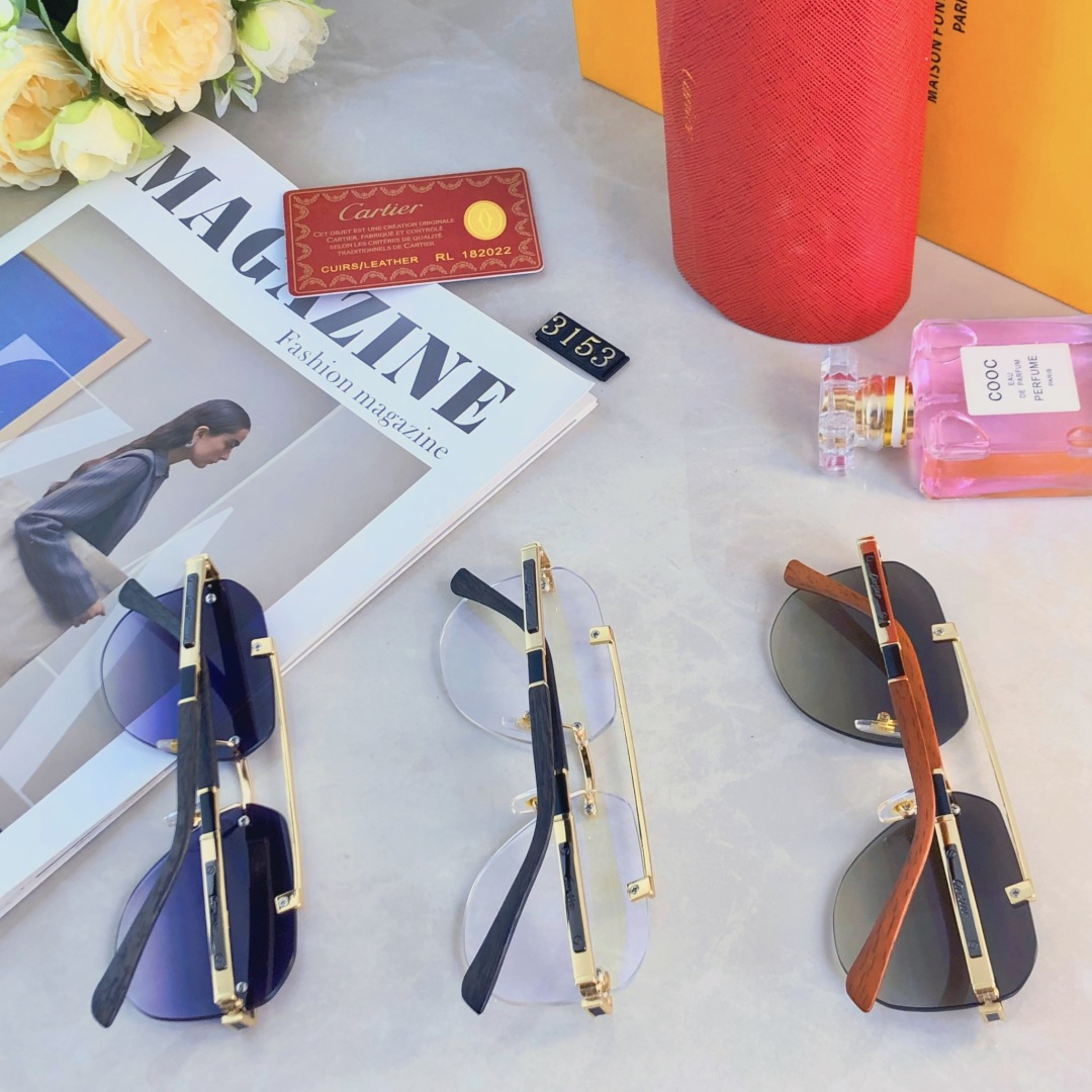。。Cartie*复古无框男士太阳镜高级感ins高颜值显脸小防晒墨镜UV400防紫外线